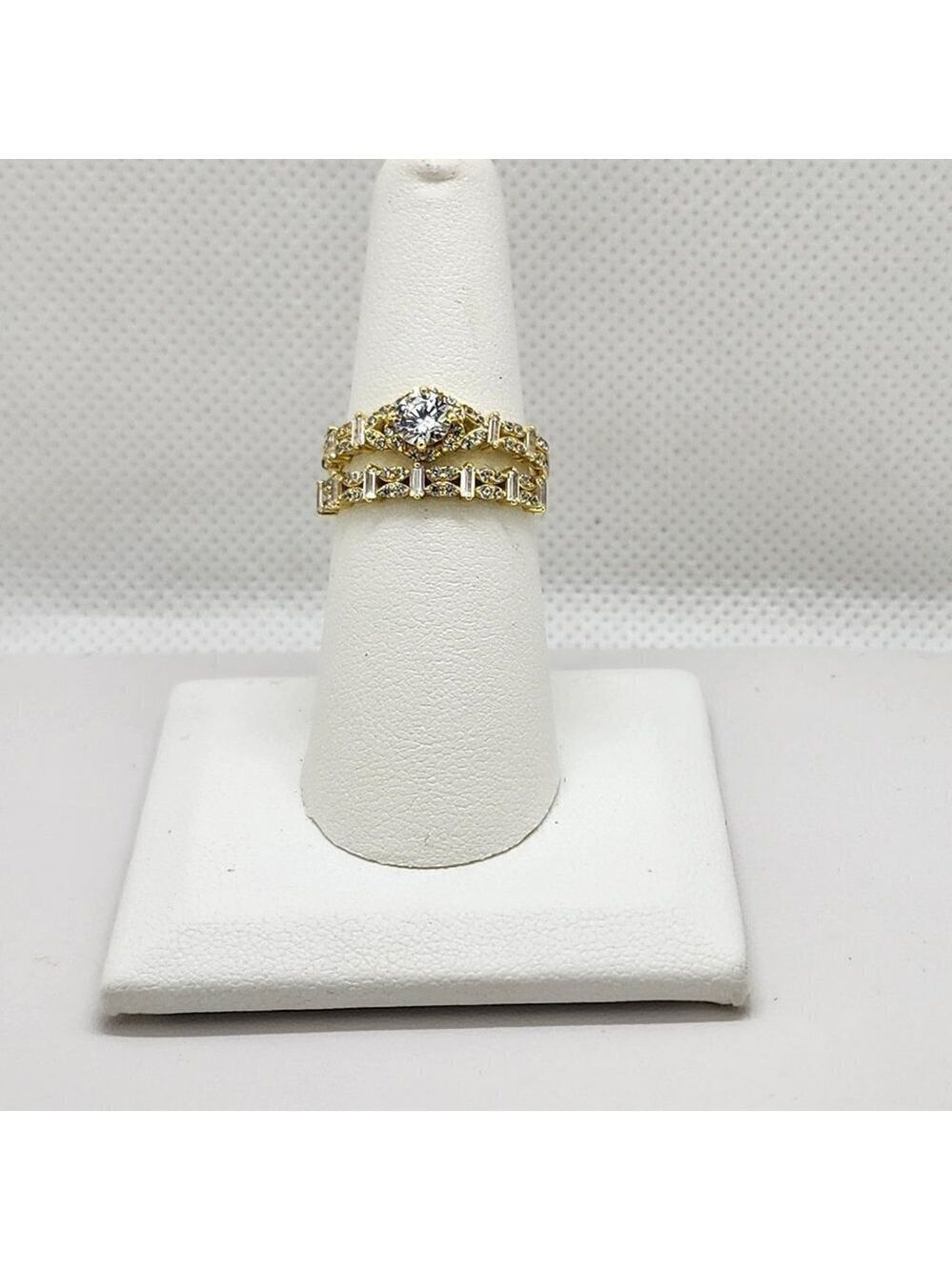 Brand New Sterling Silver 925 2pcs Round Gemstone Ring